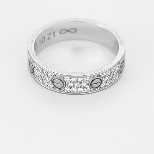 Bague 53 CARTIER - Love Bague - Petit Modèle - en or gris et diamants. 58 Facettes DV25256-1