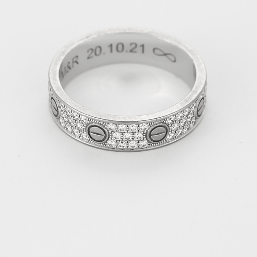 Bague 53 CARTIER - Love Bague - Petit Modèle - en or gris et diamants. 58 Facettes DV25256-1
