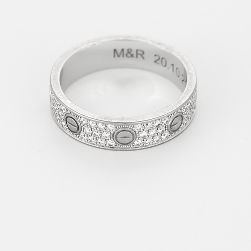 Bague 53 CARTIER - Love Bague - Petit Modèle - en or gris et diamants. 58 Facettes DV25256-1