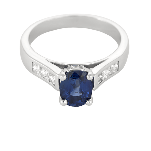 Bague 54 Bague en or gris saphir et diamants 58 Facettes DV25209-3