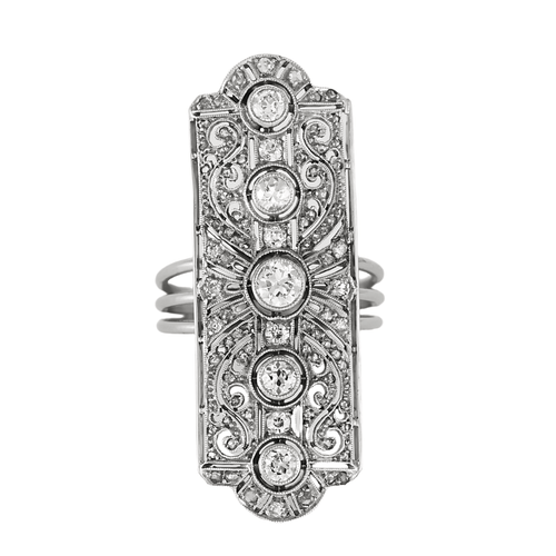 Bague 58 Bague de style Art déco en platine et or blanc, diamants 58 Facettes DV26220-5-58-2