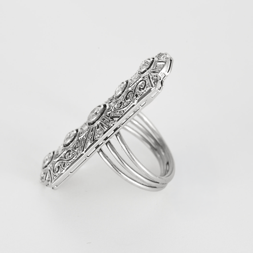 Bague 58 Bague de style Art déco en platine et or blanc, diamants 58 Facettes DV26220-5-58-2