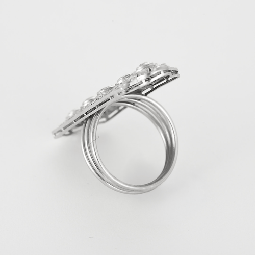 Bague 58 Bague de style Art déco en platine et or blanc, diamants 58 Facettes DV26220-5-58-2