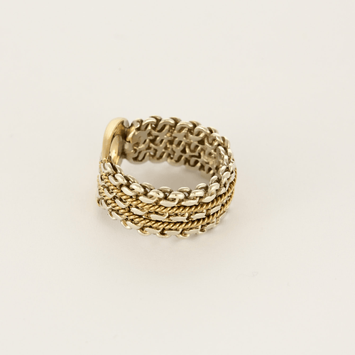 Bague 51 Hermes - Rare Bague Etrier en or et argent 58 Facettes DV25505-10