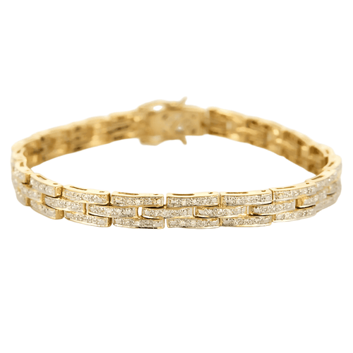 Bracelet Bracelet en or jaune articulé et diamants 58 Facettes DV0640-14