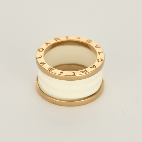Bague 52 BULGARI - B Zéro - Bague en or rose et céramique blanche. 58 Facettes DV26400-1