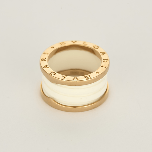 Bague 52 BULGARI - B Zéro - Bague en or rose et céramique blanche. 58 Facettes DV26400-1