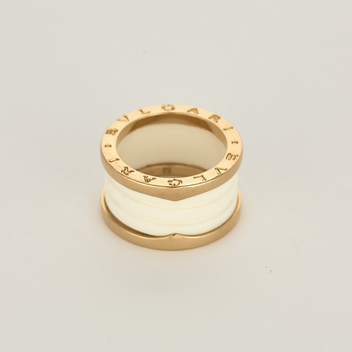 Bague 52 BULGARI - B Zéro - Bague en or rose et céramique blanche. 58 Facettes DV26400-1