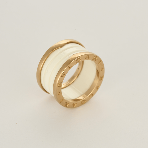 Bague 52 BULGARI - B Zéro - Bague en or rose et céramique blanche. 58 Facettes DV26400-1