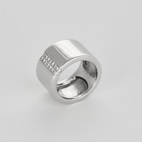 Bague 46 Bague bandeau en or blanc et diamants 58 Facettes DV15938-6-46-2