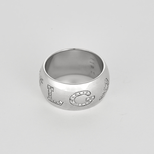 Bague 55 BULGARI – Monologo – Bague en or gris et diamants 58 Facettes DV22972-27-55-2