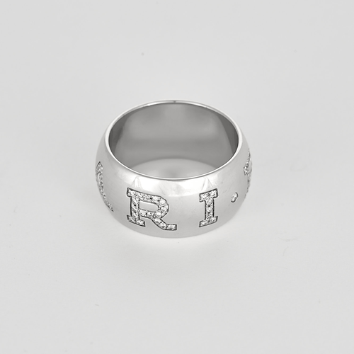 Bague 55 BULGARI – Monologo – Bague en or gris et diamants 58 Facettes DV22972-27-55-2
