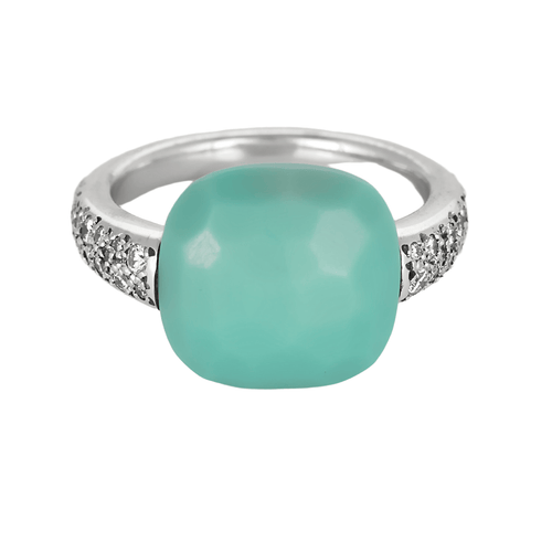 Bague 51 POMELLATO - Capri - Bague en or gris , diamants et turquois 58 Facettes DV24918-1