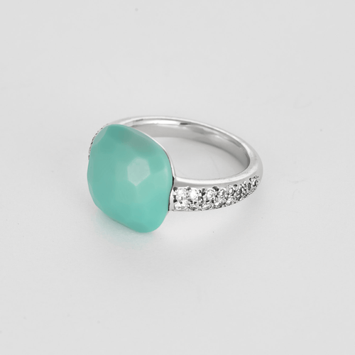 Bague 51 POMELLATO - Capri - Bague en or gris , diamants et turquois 58 Facettes DV24918-1