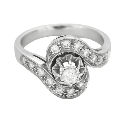 Bague 54 Bague "Tourbillon" en or gris et diamants 58 Facettes DV22972-39-54-3