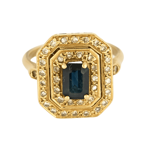 Bague 50 Bague en or jaune, saphir et diamants 58 Facettes DV22972-32-50-2