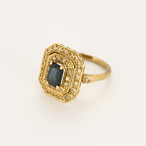 Bague 50 Bague en or jaune, saphir et diamants 58 Facettes DV22972-32-50-2