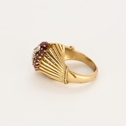 Bague 46 Bague en fils d'or jaune, platine, diamants et rubis 58 Facettes DV22972-42-46-2
