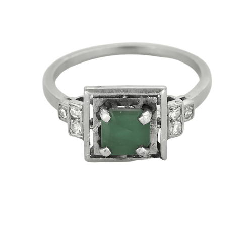 Bague 53 Bague en platine, émeraude et diamants 58 Facettes DV22972-46-53-2