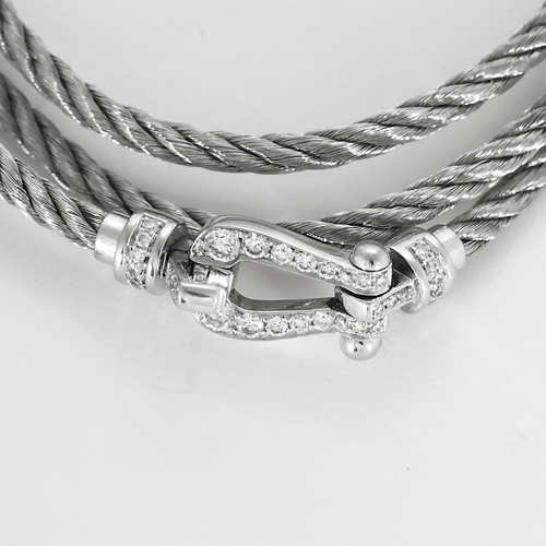 Bracelet FRED - Force 10 - Bracelet triple tours en or blanc et diamants 58 Facettes DV26782-1