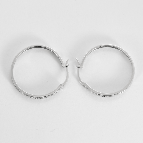 Boucles d'oreilles Paire d'Anneaux d'oreilles , créoles en or gris et diamants 58 Facettes DDV26537-3