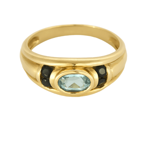 Bague 53 Bague jonc or jaune, topaze et saphirs 58 Facettes DV5390-17