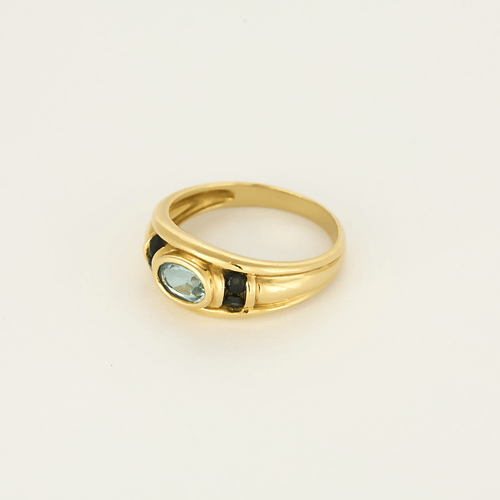 Bague 53 Bague jonc or jaune, topaze et saphirs 58 Facettes DV5390-17