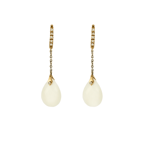 Boucles d'oreilles Boucles d'oreilles en or rose, diamants et cacholong 58 Facettes DV0640-13