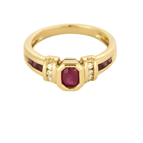Bague 53 Bague en or jaune, rubis et diamants 58 Facettes DV5390-19