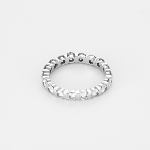 Bague 57 Alliance américaine en or gris et diamants 58 Facettes DV0315-14-57-3