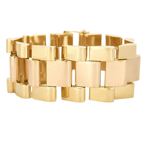 Bracelet Bracelet Tank en or jaune et or rose 58 Facettes DV26505-1