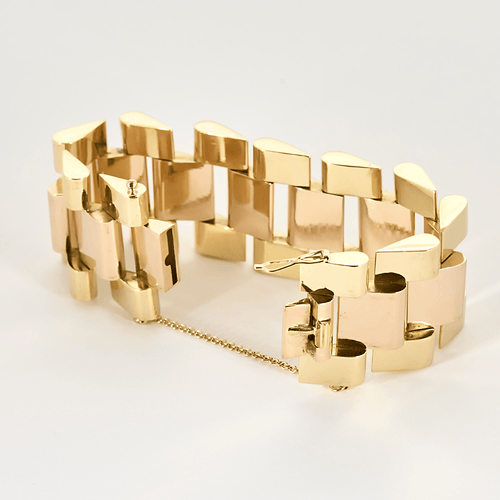 Bracelet Bracelet Tank en or jaune et or rose 58 Facettes DV26505-1