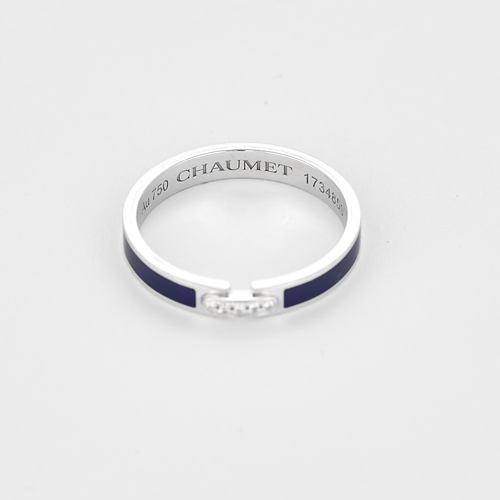 Bague 52 CHAUMET - Liens évidence - Bague en or blanc, émail bleu marine et diamants 58 Facettes DV27363-3-52-1