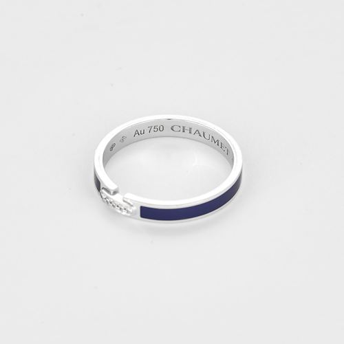 Bague 52 CHAUMET - Liens évidence - Bague en or blanc, émail bleu marine et diamants 58 Facettes DV27363-3-52-1