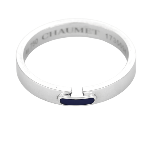 Bague 52 CHAUMET - Liens évidence - Bague en or blanc et émail bleu marine 58 Facettes DV27363-2-52-1