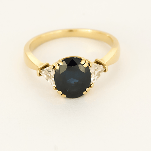 Bague 50,5 Bague en or jaune saphir et diamants 58 Facettes DV26220-4