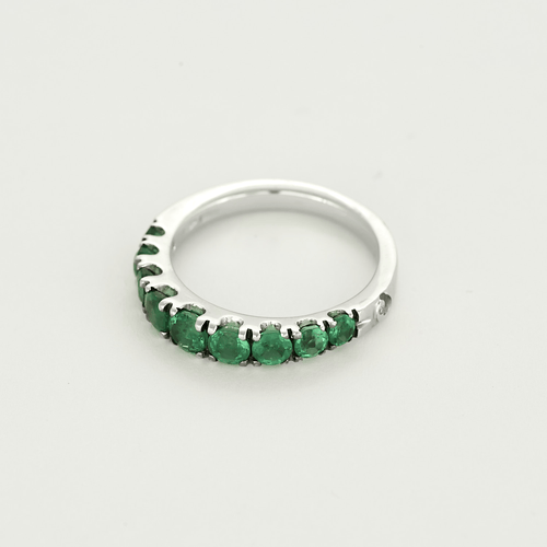 Bague 54 Bague jonc en or blanc et émeraudes 58 Facettes DV15938-7-54-3