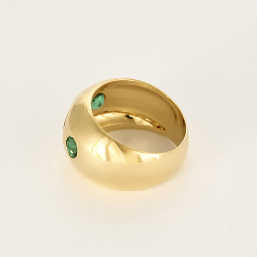 Bague 54 Bague jonc bombée en or jaune, rubis et émeraudes 58 Facettes DV2550-6-54-3
