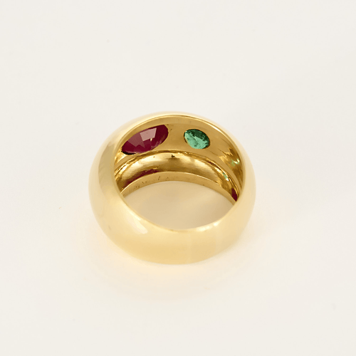 Bague 54 Bague jonc bombée en or jaune, rubis et émeraudes 58 Facettes DV2550-6-54-3