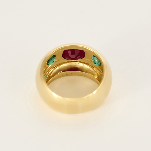 Bague 54 Bague jonc bombée en or jaune, rubis et émeraudes 58 Facettes DV2550-6-54-3