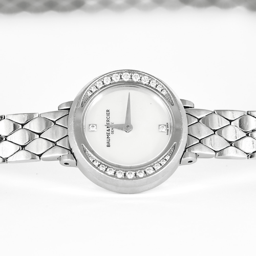 Montre BAUME & MERCIER - Petite Promesse - Montre en acier à boitier rond, mouvements quartz et diamants 58 Facettes DV26161-7