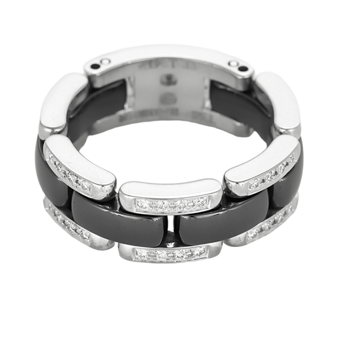 Bague 55 CHANEL -ULTRA - Moyen Modèle- Bague en or blanc, céramique noire et diamants. 58 Facettes DV9816-3