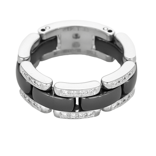 Bague 55 CHANEL -ULTRA - Moyen Modèle- Bague en or blanc, céramique noire et diamants. 58 Facettes DV9816-3