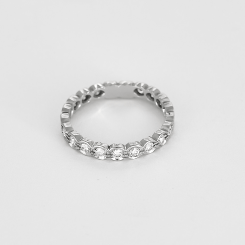 Bague 59 Alliance américaine en or blanc et diamants 58 Facettes DV27468-50-59-2