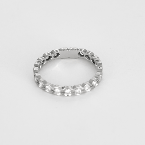 Bague 59 Alliance américaine en or blanc et diamants 58 Facettes DV27468-50-59-2