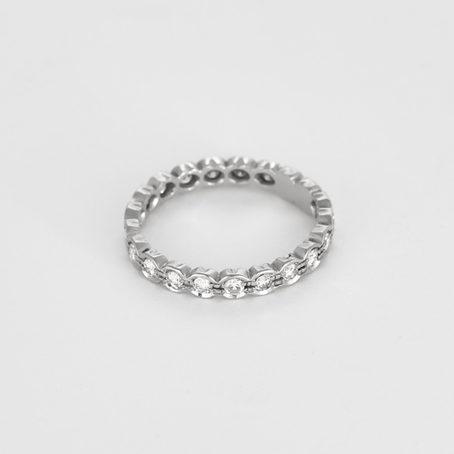 Bague 59 Alliance américaine en or blanc et diamants 58 Facettes DV27468-50-59-2