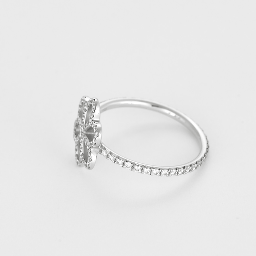 Bague 51 Fine bague fleurs en or blanc et diamants 58 Facettes DV26414-1-51-2