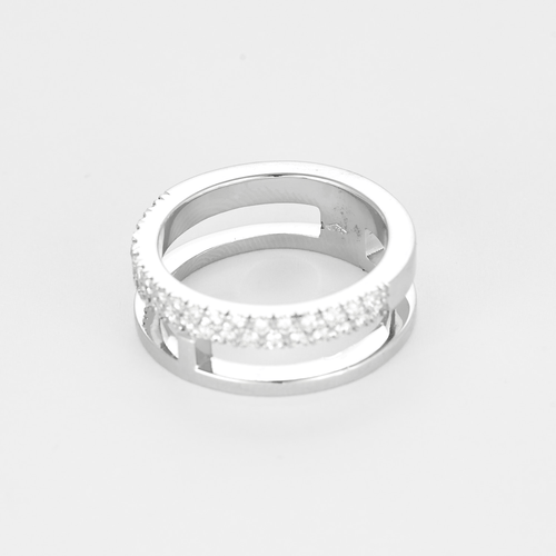 Bague 53,5 Bague jonc en or blanc et diamants 58 Facettes DV22785-1-535-5
