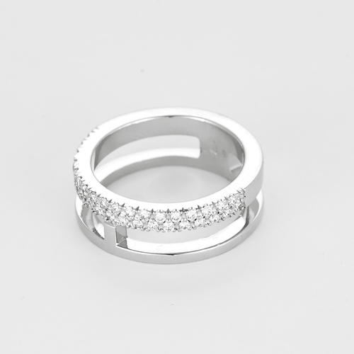 Bague 53,5 Bague jonc en or blanc et diamants 58 Facettes DV22785-1-535-5