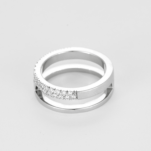 Bague 53,5 Bague jonc en or blanc et diamants 58 Facettes DV22785-1-535-5